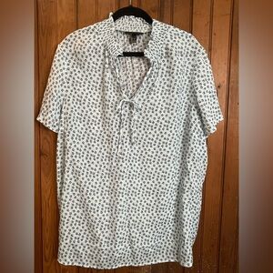 Lane Bryant Casual White and Blue Dress Shirt